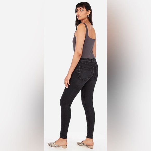 Express Black Jeggings Mid-Rise Stretch+ Denim Perfect Lift Size 8R - Picture 3 of 8